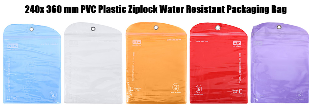 240 x 360mm PVC Ziplock Water Resistant Packaging Storage Bag Phone Accessory