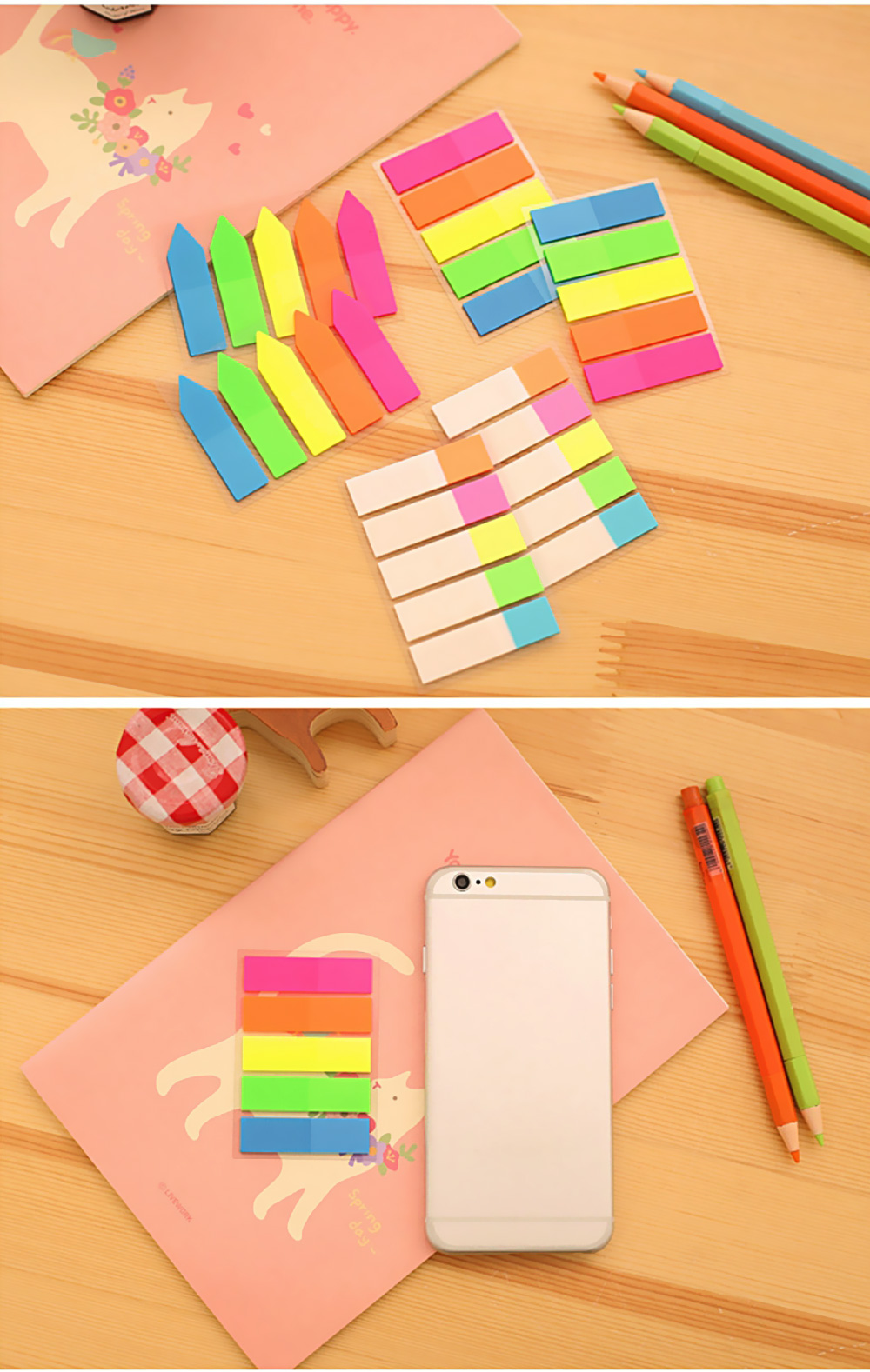 Fluorescent Index Sticker Bookmark Memo Pad Tab Sticky Notes Office School Supplies Stationery